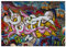 wandmotiv24 Fototapete Graffiti streetart Poet, XL 350 x 245 cm - 7 Teile, Wanddeko, Wandbild, Wandtapete, Steinmauer, Steinoptik M0007
