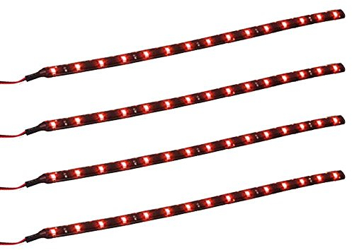 Qiorange 4 X 30cm 15 LED Wasserdicht Lichtleiste Balken SMD String Streifen Leiste 12V (Rot)