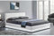 CONCEPT USINE | Lit Double New York 160x200 cm en Simili Blanc avec LED et Grand Coffre de Rangement Pratique | Design Moderne | Sommier à Lattes | Éclairage LED Blanc | Style Contemporain