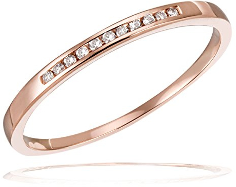 Goldmaid Damenring Memoire Kanalfassung 585 Rotgold 11 Brillanten 0.05 ct.