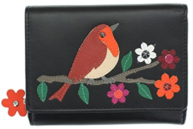 Mala Leder Kollektion Robin, Geldbörse Geldbeutel Damen, kompakt, mit RFID-Schutz 3408_97 Schwarz