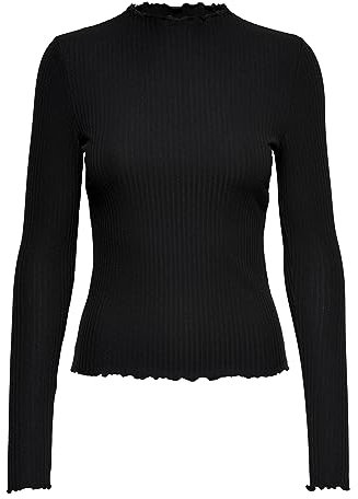 ONLY NOS Donna Onlemma L/s High Neck Top Jrs Maglia a Maniche Lunghe Not Applicable, Nero (Black Black), Large