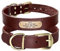 Didog Genuine Leather Dog Collars with Engraved Nameplate, Personalized Soft Leather Dog Collar with Custom ID Tag, Brown/Green/Red for Medium Large Dogs