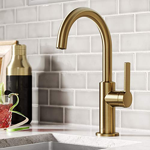 Kraus KPF-2822BB Oletto - Grifo de barra de cocina de una sola manija, 12 pulgadas, latón cepillado