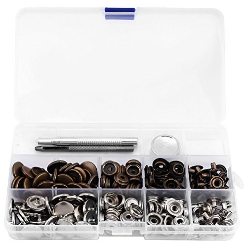50 Sätze Druckknopf Kit Druckknopf Metall Druckknöpfe mit Einstellwerkzeug für Lederjacken Armband Jeans 201# 17mm