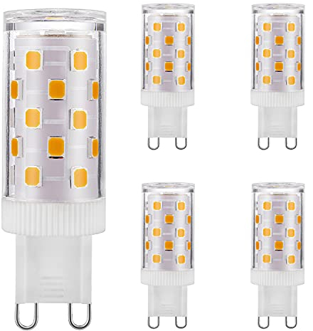Mizlay G9 LED Light Bulbs Dimmable No Flicker 4W Equivalent to 25W 28W 33W Halogen Bulbs, Warm White 3000K, G9 Socket Energy Saving Led Lamp, AC 220-240V, 5 Pack