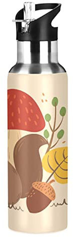 Mnsruu Cute Joy Squirrel Animal Sports Water Bottles with Straw Insulated Stainless Steel Vacuum Flask Keeps Hot and Cold for Kids Adult Travel