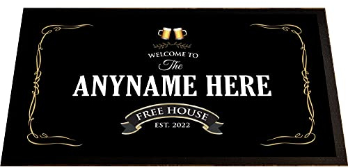 Tapis de bar personnalisable - Motif lauriers noirs et dorés