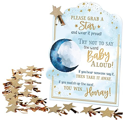 Lillian Rose Love You To The Moon And Back Motto Don't Say Baby Baby Shower Wäscheklammer-Spiel, Blau