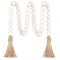 Meplait 39in Wood Bead Garland with Tassels, Farmhouse Rustic Decor Prayer Beads Boho Tassel Garland Wall Hanging Home Decor (Nature)