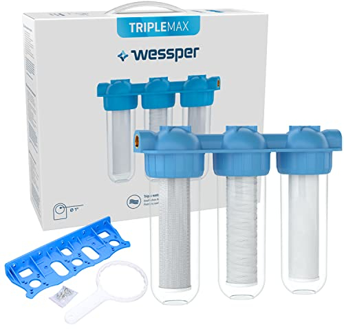 Wessper Filtro de agua 3-Etapas (¾) Filtro de sedimentos Carbón activado