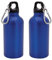 TIENDA EURASIA® Pack de 2 Botellas de Agua en Aluminio de 400 ml, con Tapón de Seguridad y Mosqueton Metalico de Transporte, Cantimplora para Camping, Gimnasio, Trabajo, Color Azul