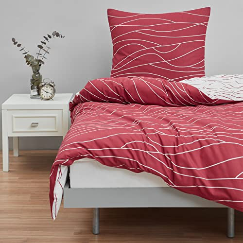 Mixibaby Bettwäsche Bettgarnitur Bettbezug Baumwolle 135x200 155x220 200x200 200x220 Modern, Größe:200 x 220 cm, Design Bettwäsche:Christrosen D36