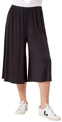 Roman Originals Women Jersey Culottes Trousers - Plain Ladies Spring Everyday Summer Evening Vacation Work Holiday Smart Casual - Plus Black 3 - Size 18