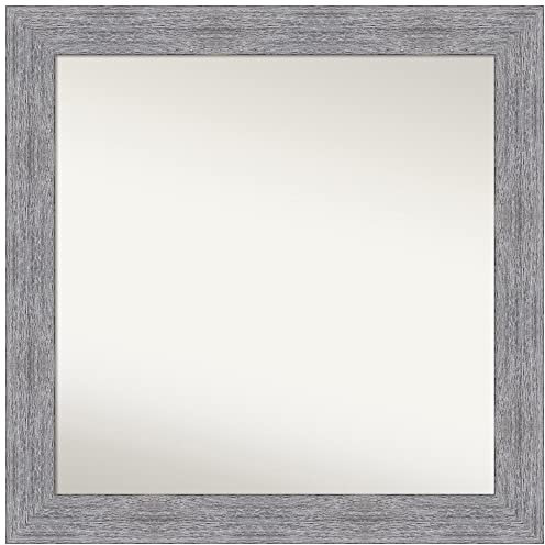 Amanti Art Espejo de baño, espejo de pared gris rústico para usar como espejo de tocador de baño sobre fregadero (31.3 x 31.3 pulgadas), espejo no biselado, espejo gris, espejo rústico de campo de WI,
