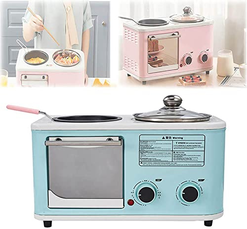 REJOON Máquina de Desayuno Máquina de Desayuno pequeña Tostadora Cuatro en uno Tostada doméstica Máquina de sándwich Sartén Mini Horno Cafetera for el hogar Rosa (Color : Pink)