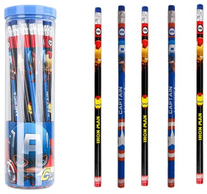 FEIFEI'S BOW, Confezione da 30 matite della principessa Elsa o Spider, HB, con gomme da cancellare, per bambini, feste, scuola, ufficio (eroi misti 2, 30 matite con gomma)