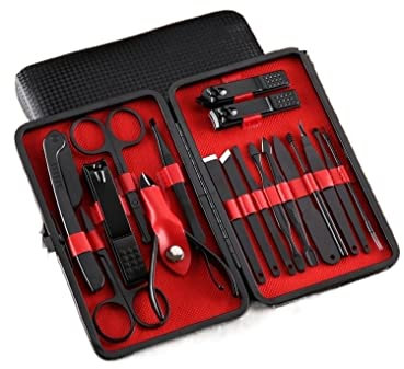 IOTUP Juego de manicura de 18 piezas Kit de pedicura profesional portátil de uñas de arte conjunto de herramientas con estuche cortaúñas hombres y mujeres cuidado de uñas
