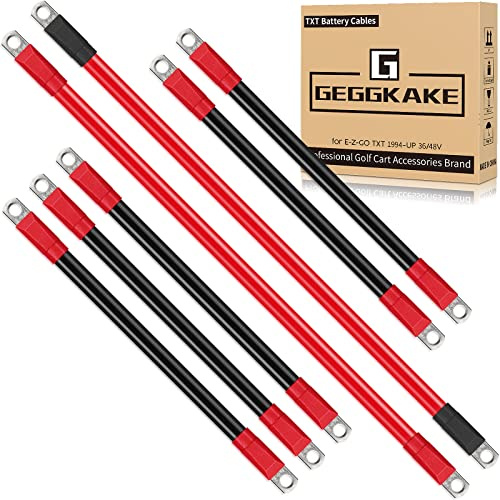 Geggkake Golfwagen-Batteriekabel-Verdrahtungsset für EZGO TXT ab 1994, 36 V/48 Volt Golfwagen mit 4 Gauge 7 PC AC/DC-Draht, Kabelkern aus reinem Kupfer und verlängertem flexiblem Batteriekabel