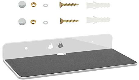 KOKSII Wall Shelf Speaker Stand, Acrylic Wall Mount Display Shelf for Bluetooth Speaker, Webcam, Cell Phones, Toy-White