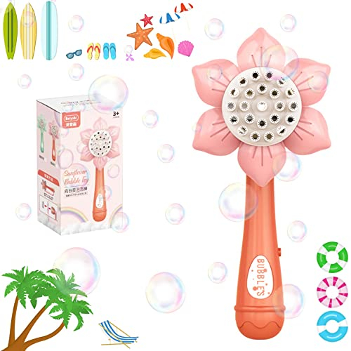 Bubble Machine,Sonnenblume Seifenblasenstab,Kinder Automatic Bubble Gun,Seifenblasenpistole,Elektrische Seifenblasenmaschine,Kid Bubble Machine,für Outdoor,Party,Hochzeit
