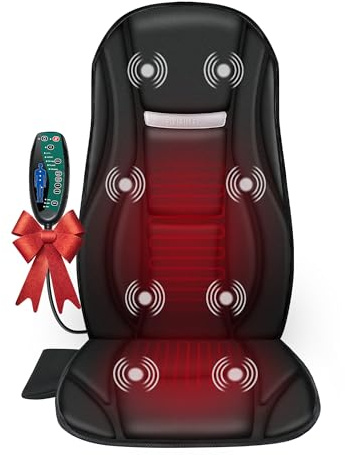 Snailax Vibration Back Massager with Heat, Seat Massager with 8 Vibrating Motors & 5 Modes, Chair Massager Cushion, Massage Pad for Chair, Office, Gifts for Mom