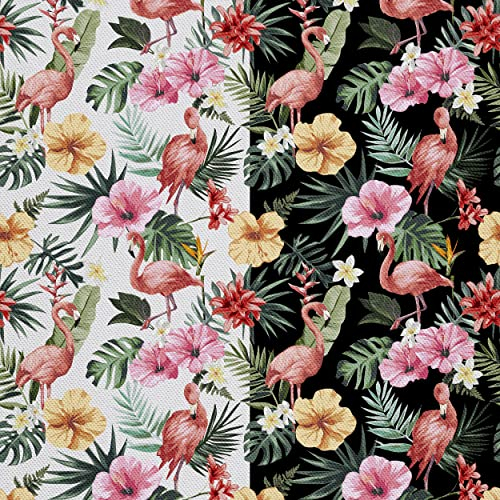 HEKO PANELS Oxford Wasserdichte Meterware Canvas Polyester Stoff Zum Nähen, Dekostoffe Wasserabweisend Blickdicht Tropen Flamingos 1 Meter 155 x 100 cm