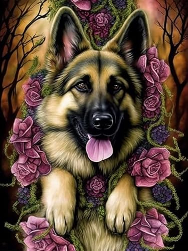 VAIIEYO 5D DIY 5D Diamond Painting Erwachsene Hund, Diamant Painting Bilder Malerei Kits Tier, Malen Nach Zahlen Diamant Home Wand Decor Gemälde Kreuzstich Diamond Dekoration 30x40 cm