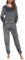 Lovasy Pigiama Donna Invernale Caldo Pigiama in Pile Maniche Lunghe Set Pigiama Due Pezzi Top Pigiama e Pantaloni Caldo e Soffice Accogliente per Casa con Tasche B Grigio Scuro XXL