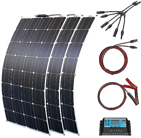 Panneau Solaire Souple 300w X3 Mono Semi-Souple Pliable Mono Panneau pour Marine, Camping-Car, Cabine, Voiture, Surfaces Inégales, Systèmes Hors Réseau