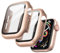 JETech Cover con Pellicola Protettiva per Apple Watch SE (2022/2020) /Series 6 5 4 40 mm, Custodia Protettiva Complessiva, Pellicola Integrata in Vetro Temperato, 2 Pezzi (Oro Rosa)