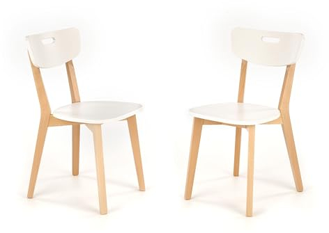 FabiMax Holzstuhl 2er Set Lenio - Esszimmerstuhl Weiß - Skandinavisches Design - Robustes Buchenholz - Moderner Küchenstuhl