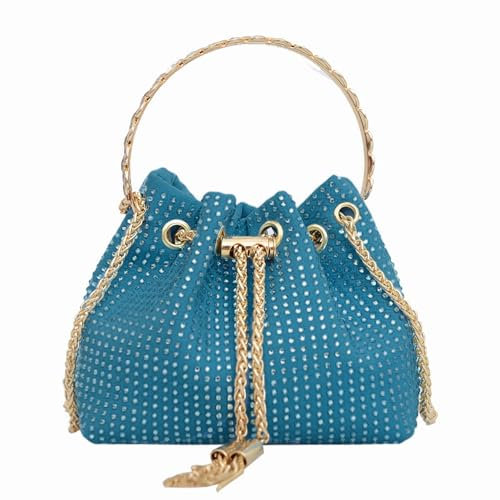 Anopo Damen Strass Clutch Abendtasche Klein Glitzer Umhängetasche für Hochzeit Party Abschlussball Blau