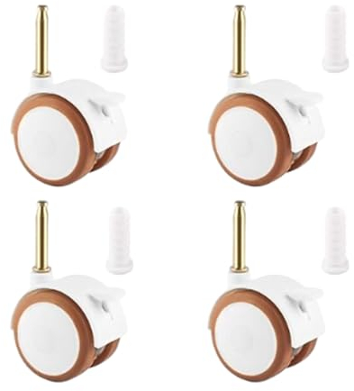 IFUDE Juego de 4 ruedas pequeñas para muebles con ruedas de goma silenciosas, giratorias, frenos y pasadores, apto para carro, cuna, moisés, soporte para flores