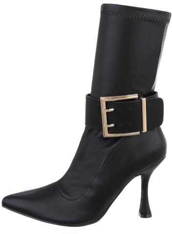 Ital Design Damenschuhe Stiefeletten High-Heel Stiefeletten, MVP333-, Kunstleder, Schwarz, Gr. 37