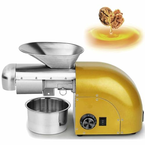 DDZJTPP Presse à Huile De Noix électrique en Acier Inoxydable 1000w Moulin à Huile De Graines Professionnelle avec Contrôle De La Température pour Cuisine Domestique Commercial,Gold