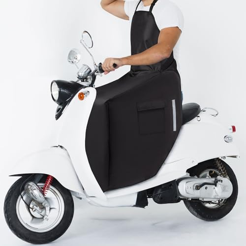 Thermische Beinschutz MIT Fleece für Motorroller und Roller Fahrer | Ganzjähriger Kälteschutz, Regenschutz, Wetterschutz, Abdeck-Nässeschutz-Plane | Universal Beindecke Schwarz [088]
