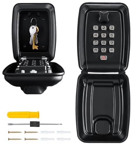 DYDHRER Boite a Clefs Securisee Exterieur,Boite a Clé avec Code 12 Chiffres,Boite à Clé Sécurisée,Boite a Clef Étanche et Antirouille,Boite a Clefs Murale,Boîte à Clés pour Maison Usine Garage