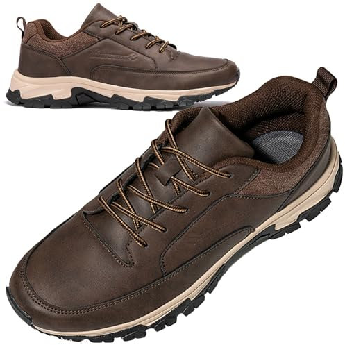 AEHO Zapatillas Pie Ancho Hombre Zapatillas sin Cordones Hombre Zapatos Deportivos Casuales para Correr Gimnasio Sneakers Ligero Transpirable Zapatillas de Running Adulto,Marrón,40/250mm