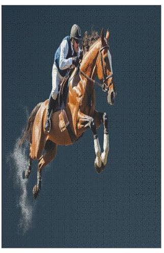 Horse Racing Jigsaw Puzzles for Adults 1000 Pieces Puzzle Art Collection Brain Teaser Adults And Children Premium Quality Wooden Puzzle (78×53cm)