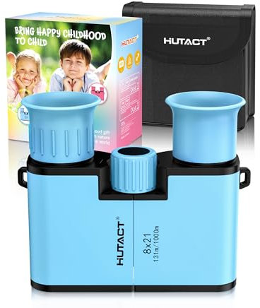 HUTACT Fernglas für Kinder und Erwachsene, 8x21 wasserdichte Kinderferngläser für Outdoor-Abenteuer, Vogelbeobachtung, Reisen und Camping (Blau)