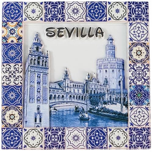 Imán para nevera Sevilla España, recuerdo de viaje, decoración 3D, colección artesanal
