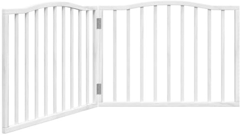 vidaXL Hundetor 3-TLG., Hundegitter Faltbar Pflegeleicht, Schutzgitter für Wohnzimmer Küche Treppe, Haustiertor Türschutzgitter, Weiß Pappelholz