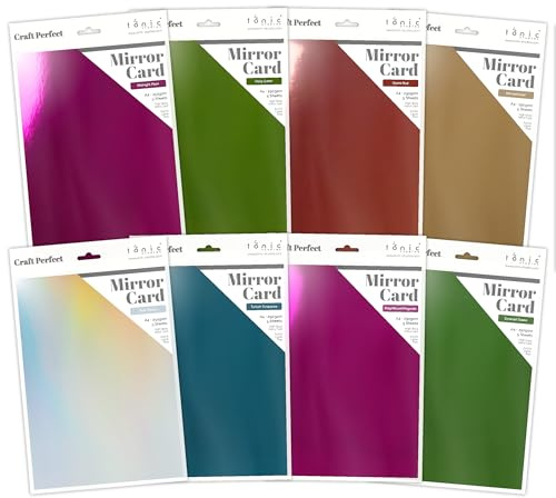 Craft Perfect Spiegelkarton, A4, Hochglanz-Bündel, 8 Farben (40 Blatt), 250 g/m²