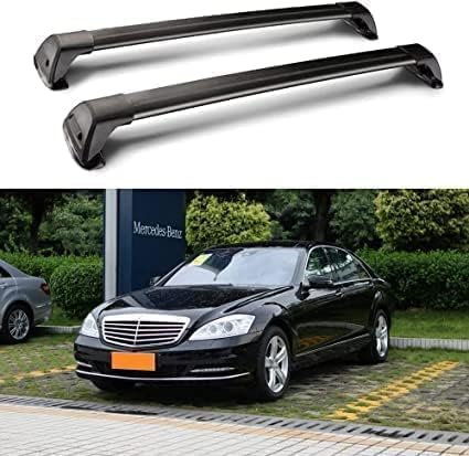 SUNJFY 2 Stück Dachträger für Mercedes Benz S Class W221 2006-2018, Dachgepäckträger, Geschlossene Reling, Dachträger Querstange, Tragfähigkeit Relingträger,Black