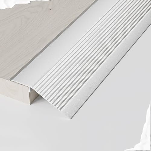 Robustes Übergangsprofil Alu Türschwellenrampen Höhenausgleich 8-30mm, Rutschfester Böden Übergangsleiste Abschluss Anpassungsprofil für Fliesen Laminatböden Schweller(Silver,120CM/48IN)