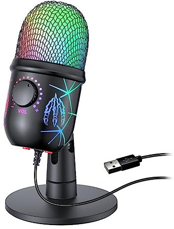 Gokeet Microfono A Condensatore USB con Cancellazione del Rumore Microfono per Cantare per PC Computer Laptop Registrazione Video