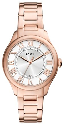 Fossil Women's Gilmore Three-Hand Date Stainless Steel Watch, Rose Gold
