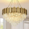 AOOCHOK Modern Kristall Kronleuchter Gold Pendelleuchte, Rund Kristall Hängeleuchte, Häengelampe für Wohnzimmer, Esszimmer,Schlafzimmer, Restaurant, E14 x 12, Φ80cm
