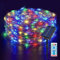 Meision Solar Lichterkette Aussen 20m 200LEDs, LED Lichterkette Kupferdraht mit Timer + Fernbedienung + 8 Modi+ IP65 Wetterfest, Lichterkette Weihnachtsbaum für Balkon, Party, Bunt